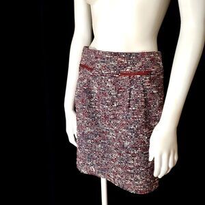 Ann Taylor Loft Petites Gray, Red, & Cream Skirt